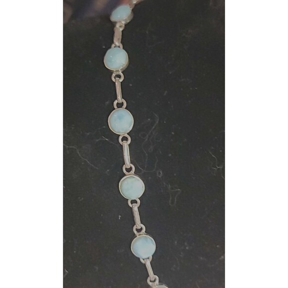 Natural Larimar necklace in 925 Sterling Silver 18" w/ 22 D.R. Larimar gemstones - Picture 7 of 16